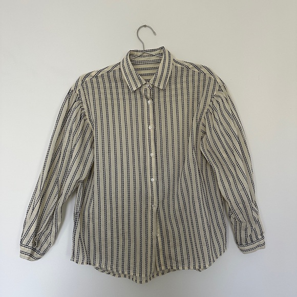Embroidered stripe oversized button down - Picture 2 of 4
